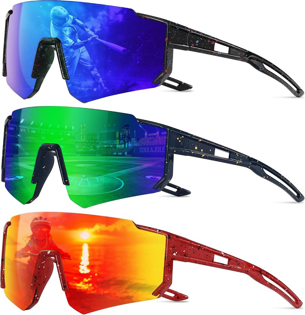 Kids Sunglasses Polarized - UV400 Protection Boys Youth Cycling Goggles Baseball Sunglasses with Glasses Strap
