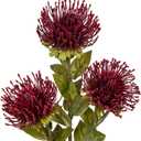 Hollyone 3Pcs Red Artificial Mum Flowers Spring Spider Mum Arrangement, Faux Pincushion Flowers, 28'' Long Stem Fake Chrysanthemum for Office, Home Decor
