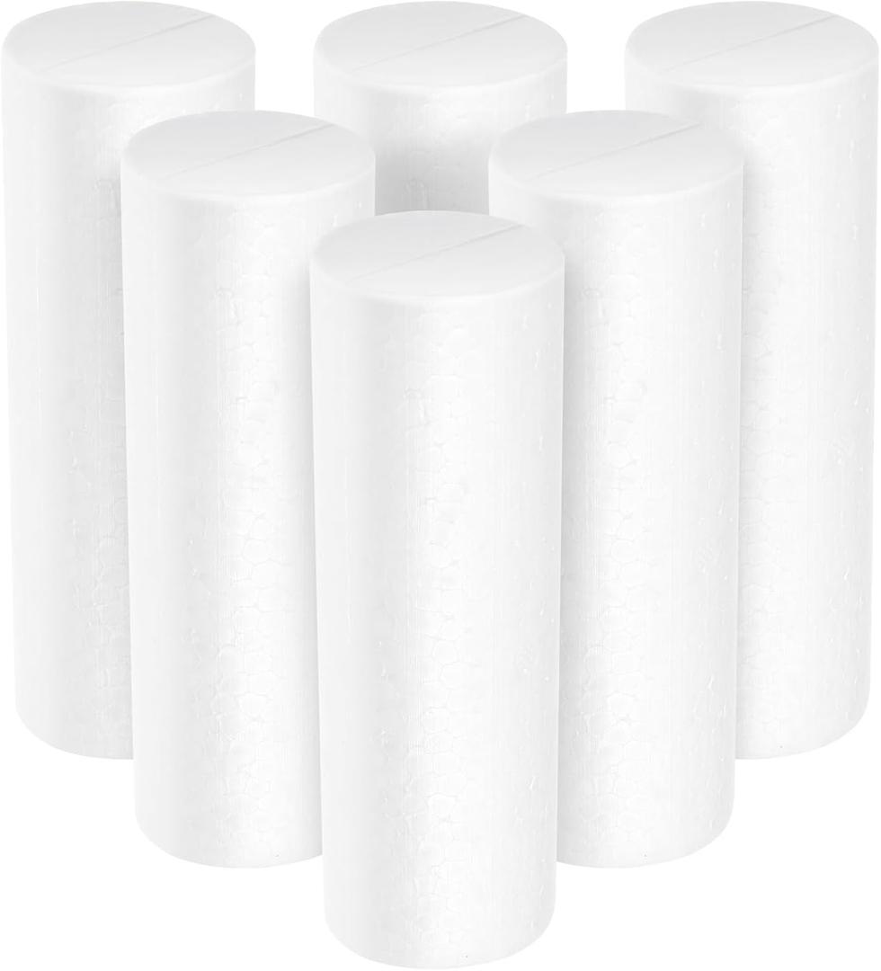 Operitacx 6pcs Foam Cylinders  Lightweight Polystyrene Foam Packaging, DIY Christmas Decorations, Craft Supplies for Floral Arrangements, Model Making & Gift Wrapping