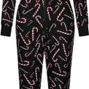 AI'MOURI One Piece Hooded Sleepwear for Women,Sexy Printed Christmas Pajamas Jumpsuit Rompers