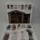 Fovths 17 Pieces Lighted Nativity Christmas Nativity Stable Manger Religious Nativity Stable Manger Figurine Resin Decor for Deluxe Edition Led Nativity Tabletop Holiday Centerpieces Decor, 7 Inch