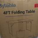Byliable Folding Table 4 Foot Portable Heavy Duty Plastic Fold-in-Half Utility Table Small Indoor Outdoor Adjustable Height Folding with Carrying Handle, Camping and Party, Black