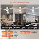 TALOYA 52 inch Ceiling Fans with Lights Remote Control, Modern Low Profile Ceiling Fan with Quiet Reversible DC Motor for Bedroom Living Room and Patio White