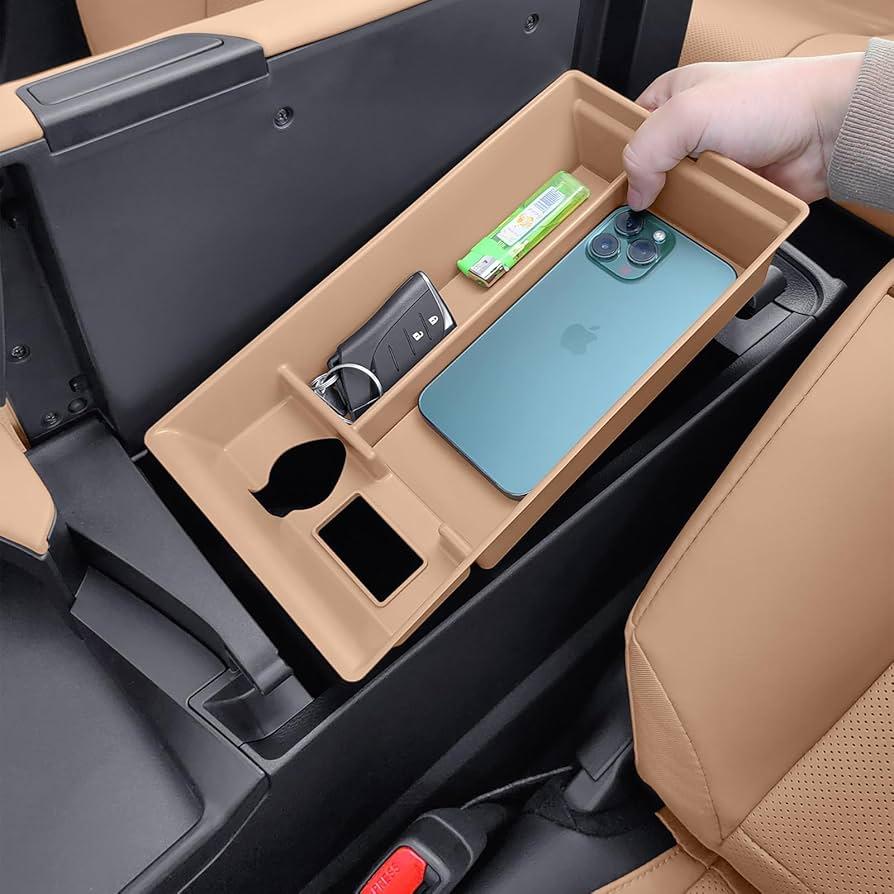 Compatible with Lexus ES ES250, ES300, ES300h, ES350H, 2022, 2023, 2024, interior armrest storage box, bracket tray, center console organizer, in car supplies Brown