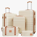 Coolife Suitcase Set 3 Piece Luggage Set Carry On Hardside Luggage with TSA Lock Spinner Wheels (White, 5 piece set)