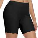 AugYew Slip Shorts for Under Dresses Women Soft Seamless Anti Chafing Boyshorts Cooling Panties for Under Skirts (Black, XXXL)