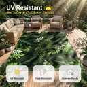 Arenarug 9x12 Monstera Tropical Outdoor Rug Waterproof, Dark Green