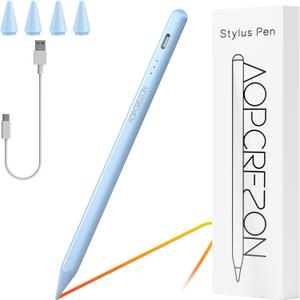 Stylus Pen for iPad,Palm Rejection Tilt Sensitivity Fast Charging Pencil Work for 2018 Or Later iPad 10/9/8/7/6th Gen,Pro 12.9&11",Air 5th/4th/3rd Gen,4 Replacement Nibs (Blue)