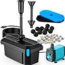 POPOSOAP Pond Filter with Pump Fountain Kits, 660GPH Pond Filter with 40W Pond Pump & Fountain Kit, Koi Pond Filters for Outdoor Ponds Clean, Clear, and Add Water Features(Corded Electric) (S104)