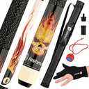 Joshmar Pool Cue Stick 58" 2-Piece Canadian Maple Billiard Cue 19oz, 13mm Tip, Includes Hard Case, Glove & Chalk Complete Set for Beginners, Adults & Gift