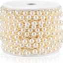 Craft String Pearls 8MM Pearl Bead, 33 Feet Ivory Faux Pearl Garland Spool Roll Strand Wedding Party Decoration, Christmas Tree Decorations