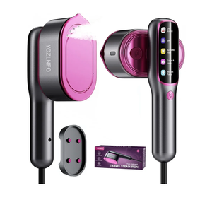 Travel Steamer for Clothes Portable: 2-in-1 Mini Handheld Garment Steamer Iron - 15s Heat Up & 5 Adjustable Steam - Large Ceramic Panel - 110-120V Black & Pink