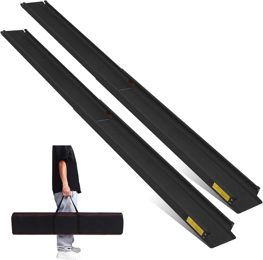 Wheelchair ramp 7FT, Lightweight, Retractable and Portable, can be Used for Wheelchair ramps, Comes with a Handbag-Black