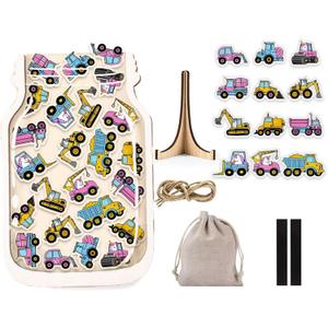 Unicorn Construction Magnetic Reward Jar for Classroom Toddlers - Potty Training MDF Wood Chore Chart for Kids Incentive Good Behavior Home Training for Boys Girls (12"x8")