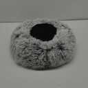 JOLLYVOGUE Calming Dog & Cat Bed for Small Dogs, Anti-Anxiety Donut Cuddler Cozy Soft Round Bed with Anti-Slip Bottom, Fluffy Faux Fur Plush Cushion Beds for Small Medium Dogs (20") (Smoke Grey)