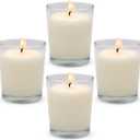 4 Packs Unscented White Votive Candles in Glass, 2 Inch Natural Soy Wax Scentless Candles for Christmas Wedding Party Home Decor Holidays Relaxation Spa, 12-15 Hour Burning Time