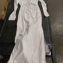 VKIHOC Off The Shoulder Long Sleeve Maxi Dress Lace Up Bodycon Cut Out Formal Wedding Guest Long Dresses for Women Fall, White, Size: M