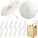 Aodaer 12 Pcs Wedding Umbrellas 33 Inch White Paper Parasol