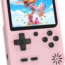 Handheld Game Console, Preloaded 500 Retro Video Games with 3.0 inch LCD Screen, 1200mAh Rechargeable Battery, Mini Arcade Electronic Gaming 1-Player Xmas Birthday Gift for Boys & Girls (Pink)