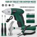 Hi-Spec 3.6V Cordless Electric Screwdriver Set with Interchangeable Bits, Green