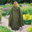 Renaissance Cloak with Hood Medieval Costume Men and Women Cape Halloween (Green1)
