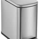 SIMPLI-Magic 6L/1.6G Stainless Steel Bathroom Trash Can with Hands-Free Foot Pedal, Quiet Soft-Close Lid, Compact Space-Saving Size (Small, Silver)