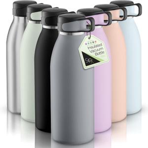SipX Triple-Insulated Stainless Steel Water Bottle - 32oz. With Cover Lid, BPA-Free Reusable Insulated Water Bottle Keeps Cold For 24 Hours, (Grey)
