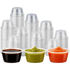 400 Count -2 oz Clear Disposable Plastic Portion Cups (No Lids)Small Containers for Souffle, Sauce, Jello Shots, Salad Dressing