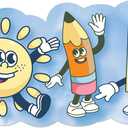 Eureka 846352 S'Cool Era Characters Extra Wide Decorative Classroom and Bulletin Board Trim for Teachers, 3.25" Wide with 37 Feet Total, Multicolor, 12 Strips, 37" x 3.3"