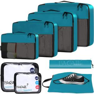 BAGAIL 8 Set Packing Cubes Luggage Packing Organizer for Travel, Suitcase Packing Bags for Travel Accessories (Teal)