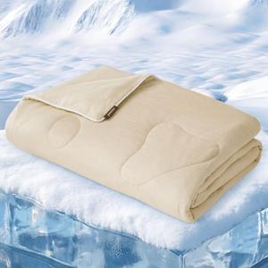 ZOMISIA Cooling Blanket for Large Dogs - High Cold Washable Pet Mat, Travel Soft Dog Summer Essentials, Khaki, 40"x50"