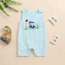 Thilsidee Infant Baby Boy Girl Golf Overalls Outfit Sleeveless Plaid Romper Straps Jumpsuit One Piece Playsuit Casual Clothes (B-Light green, 12-18 Months) (Blue)