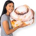 22" 3D Gooey Cinnamon Bun Throw Pillow - Made with Super Soft & Ultra Premium Fabric - Cute, Comfortable, Plush, Stuffed, Round, Squishy Cushion for Home Decor - Best Funny Gift - Medium