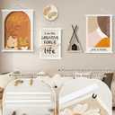 Artmag Magnetic Poster Hanger Frame, 24x36 24x32 24x18 Light Wood Wooden Magnet Canvas Artwork Print Poster Hangers Frames Hanging Kit (White, 24")