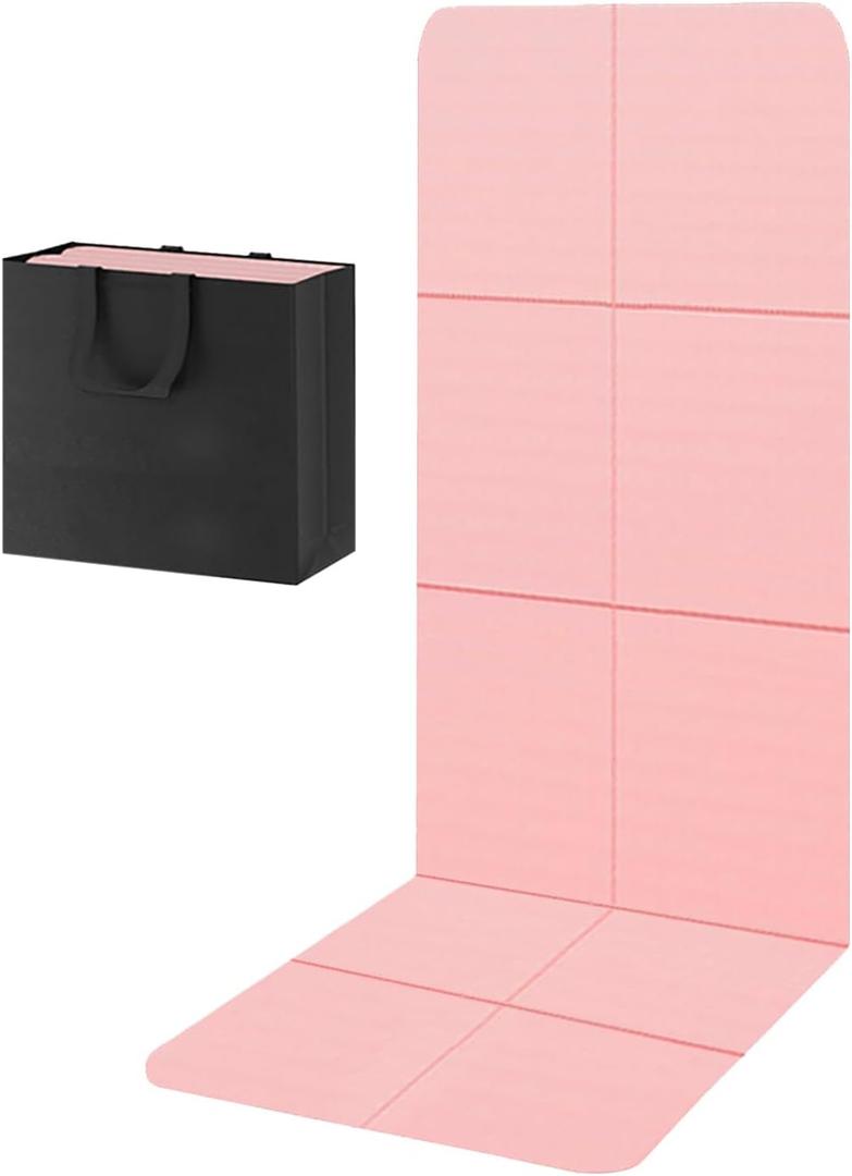 Yoga Mat for Travel, Non-Slip Yoga Mat, Exercise Mat 1/4" Thick Yoga Mat Foldable, Perfect for Pilates, Outdoor & Travel, TPE Anti-Slip Yoga Mat with Carry Bag (pink)