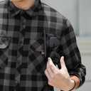 SANGTREE Boys and Mens Flannel Shirts Long Sleeve Button Down Plaid Shirts with Corduroy Collar (S)