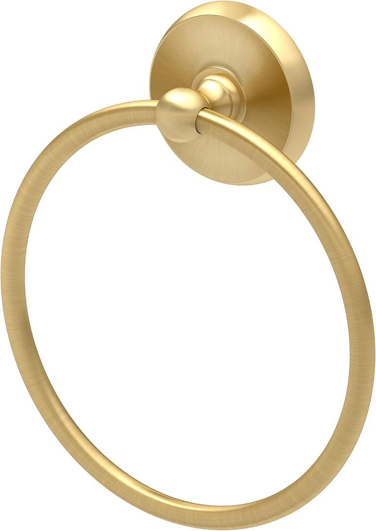 Gatco 5053 Designer II Towel Ring, Brushed Brass/Wall Mounted 6.50" Hand, Face Towel Ring for Bathroom
