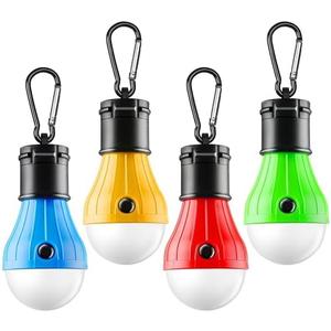 FLY2SKY Tent Lamp 4 Packs Portable LED Tent Lights Clip Hook Hurricane Emergency Lights LED Camping Lights Bulb Camping Lanterns Camping Equipment for Camping Hiking Backpacking Outage