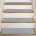 Stair Treads for Wooden Steps Indoor, KOOTETA 15 Pack 8" X 30" Non Slip Carpet Stair Treads with Reusable Adhesive for Kids Elders and Dogs, Surface Polyester TPR Backing Stair Rugs, Grey