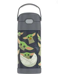 THERMOS FUNTAINER Water Bottle with Straw - 12 Ounce - Kids Stainless Steel Vacuum Insulated Water Bottle with Lid, Mandalorian