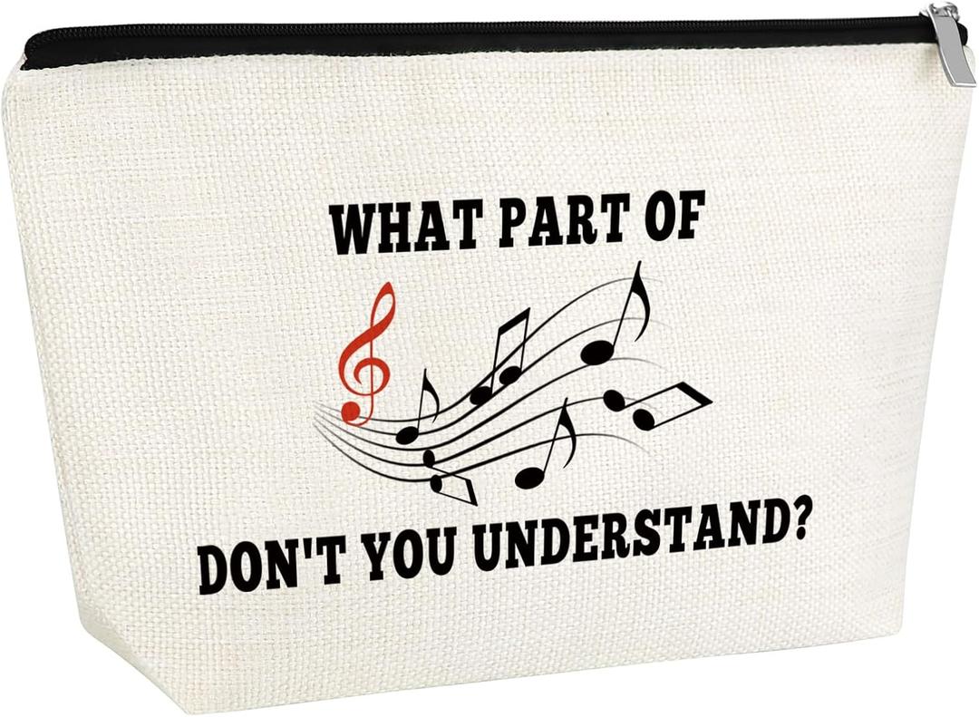 4 x Music Themed Gifts for Women Music Lovers Makeup Bag Appreciation Gifts for Women Music Teacher Cosmetic Bag Singing Gift for Her Female Daughter Sister Friend Bff Travel Pouch