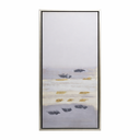 SIGNFORD Framed Canvas Print Wall Art Blue Watercolor Landscape with Gold Stripes Geometric Shapes Illustrations Modern Art Contemporary Expressive for Living Room, Bedroom, Office - 16"x24" White