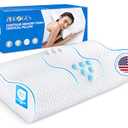 zibroges Cervical Neck Pillow for Pain Relief- Queen Size Cooling Pillow for Sleeping, Memory Foam Pillows for Neck Shoulder, Ergonomic Adjustable Contour Bed Pillow for Side, Stomach & Back Sleepers, Queen Size 23.6"L x 14.2"W, White