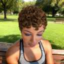 Pixie Cut Wigs for Black Women, Dark Brown Short Layered Curly Human Wigs With Bangs 150% Density Wear Go Glueless Wig for Daily Natural Looking(#4, 6 inch)
