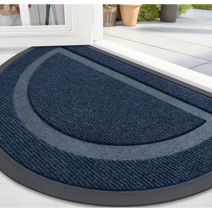 OLANLY Half Circle Door Mat Indoor Outdoor Entrance Welcome, Waterproof All-Season, All-Weather Doormat, Sturdy Natural Rubber, Low Profile, Easy Clean Patio Porch Entryway Mat, 36x24, Blue