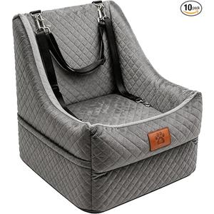 AiryCute Dog Car Seat for Medium Dogs – Premium Pet Booster Seat with Two Pet Safety Belts, Detachable Washable Cover Non-Slip Base, Portable Dog Travel Seat for Road Trips & Daily Errands Up to 35lbs