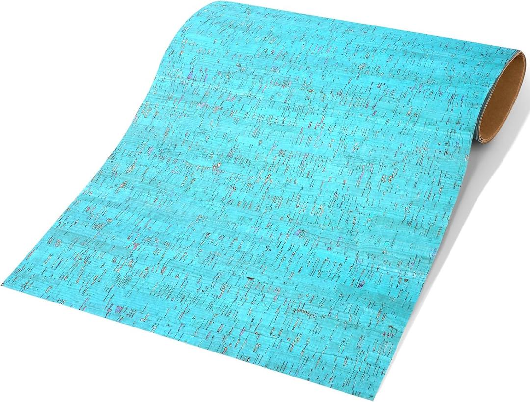 Peel and Stick Bamboo Wallpaper, Self-Adhesive, Made of Cork, Removable Textured 3D, Blue with Metallic, 16.5"x118.1" (Moonlight)