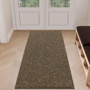 BEQHAUSE Dirt Trapper Door Mat 24" x 60", Non-Slip Washable Doormats Entrance Mat, Dirt Resistant and Absorbent Welcome Mat, Low Profile Floor Mats for Front Back Door and Entryway, Brown
