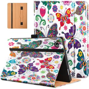 DTTO for Samsung Galaxy Tab A9 Plus 11 inch Case 2023, Premium Leather Business Folio Stand Cover with Hand Strap for Galaxy Tab A9+ 11'' 2023 Model (SM-X210/X216/X218) - Auto Wake/Sleep, Butterfly
