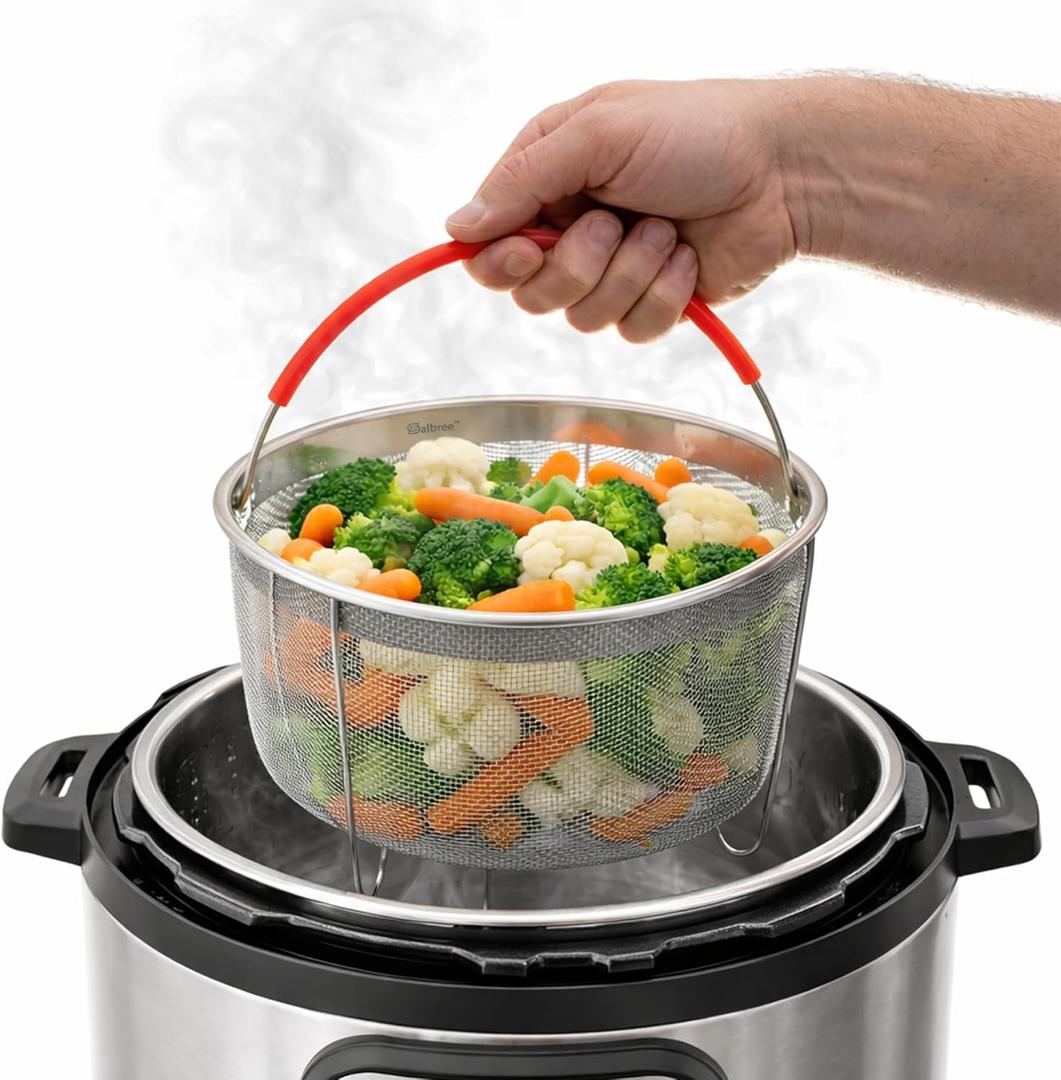 Original Salbree Steamer Basket for 6 qt quart Instant Pot Accessories, Stainless Steel Strainer and Insert fits IP Insta Pots, Instapot, Other Pressure Cookers, with Silicone Handle